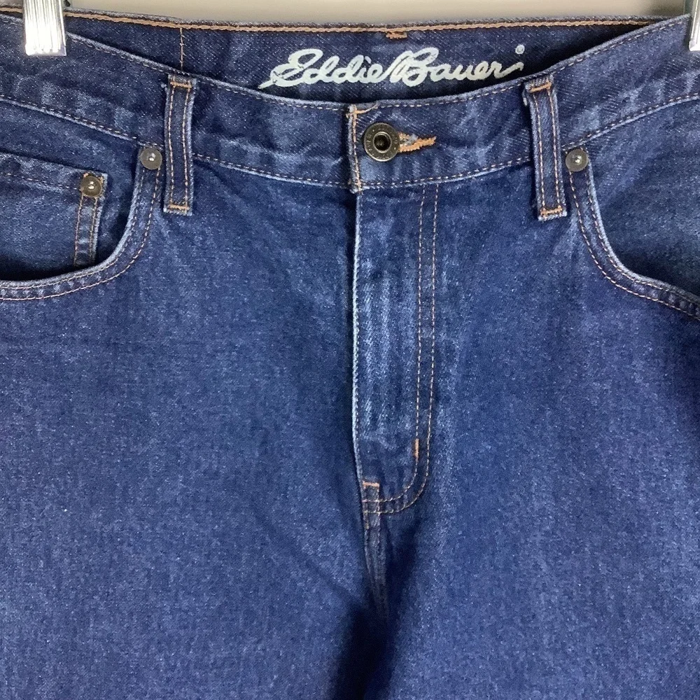 Eddie Bauer Men's Traditional Fit Dark Wash‎ Blue Denim Jeans